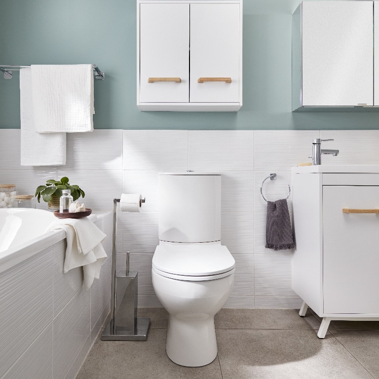 Set vas WC GoodHome Cavally, ceramica, rezervor 3-6 l, capac SoftClose, alb