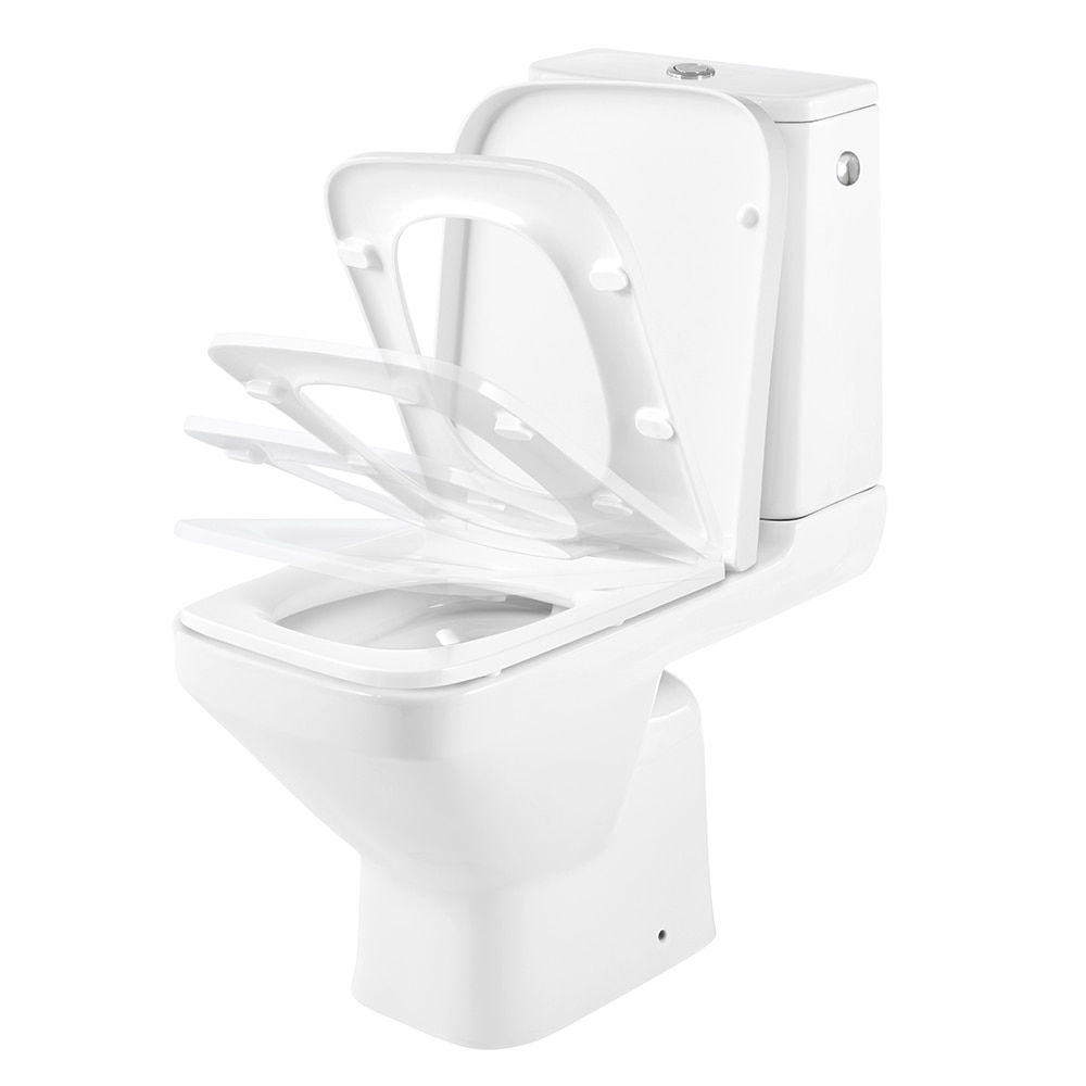 Set WC si rezervor, patrat, alb, portelan, diametru 10, 2 cm, 3/6 L • GoodHome
