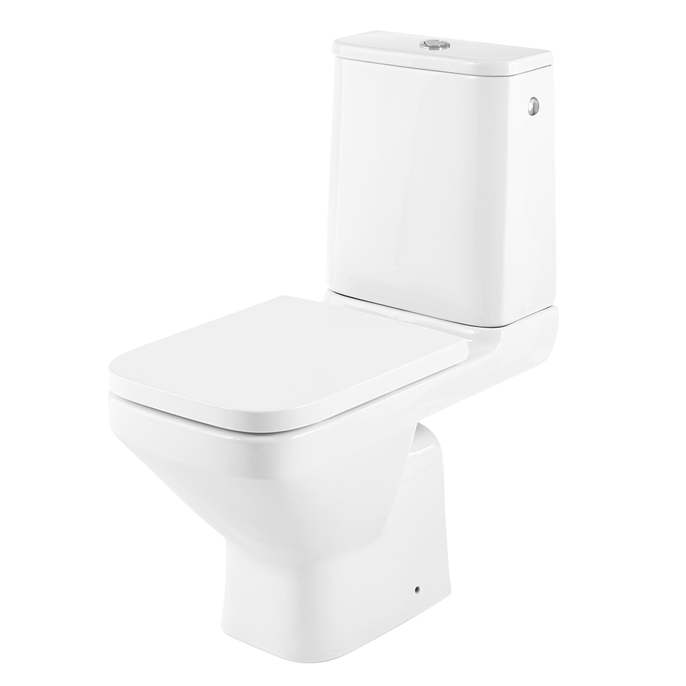 Set WC si rezervor, patrat, alb, portelan, diametru 10, 2 cm, 3/6 L • GoodHome