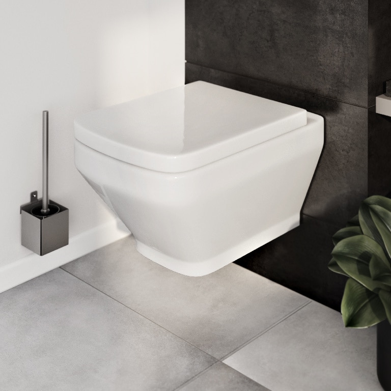 Vas WC suspendat GOODHOME Teesta, ceramica, 36 x 55.3 x 36 cm, capac SoftClose, alb