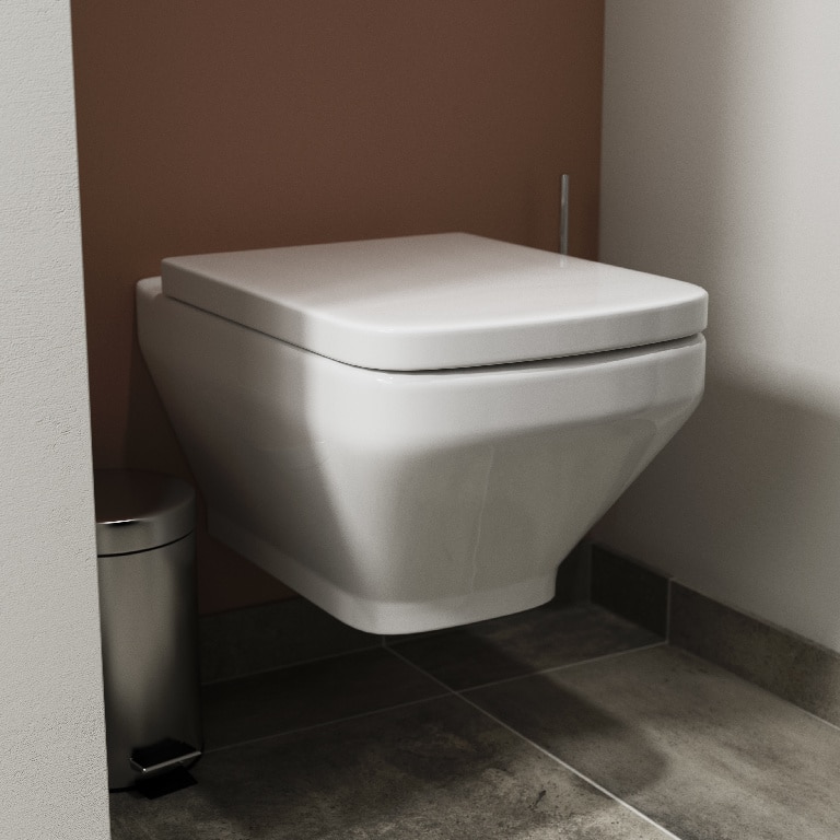 Vas WC suspendat GOODHOME Teesta, ceramica, 36 x 55.3 x 36 cm, capac SoftClose, alb