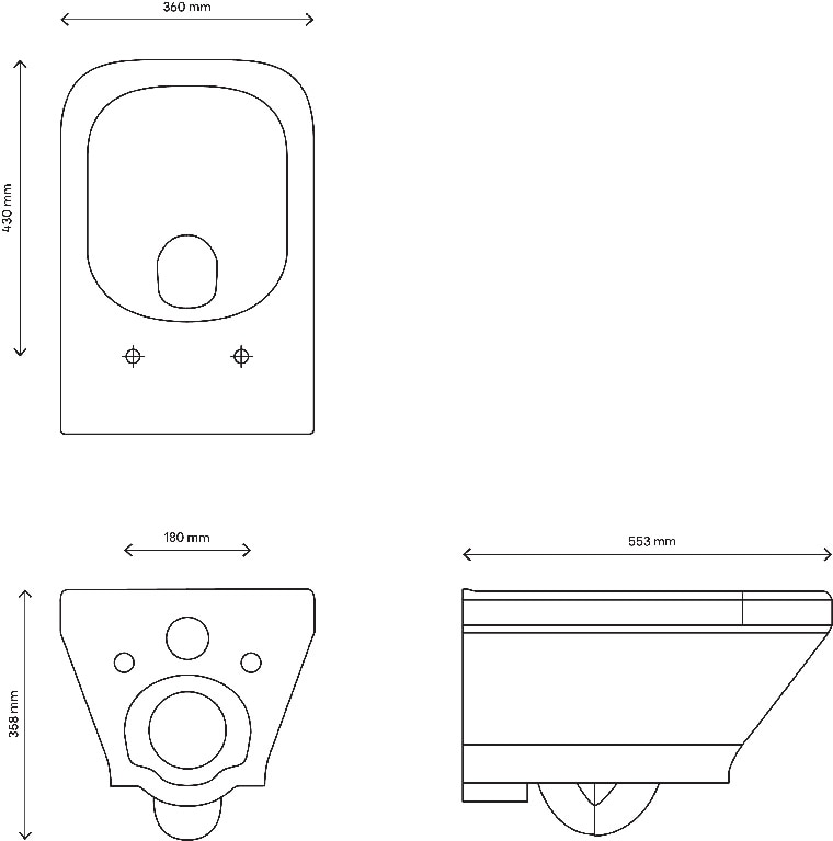 Vas WC suspendat GOODHOME Teesta, ceramica, 36 x 55.3 x 36 cm, capac SoftClose, alb