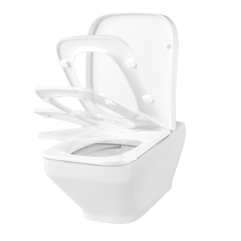 Vas WC suspendat GOODHOME Teesta, ceramica, 36 x 55.3 x 36 cm, capac SoftClose, alb