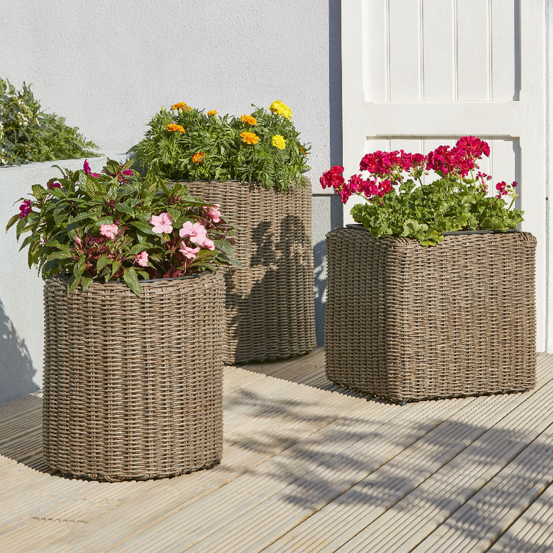 Jardiniera de gradina, patrata, fibra impletita, 40 x 40 cm • Blooma