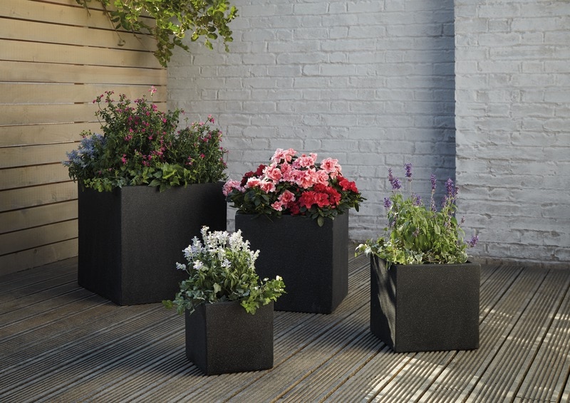 Jardiniera beton, gri, 30 x 30 x 30 cm, forma patrata  Blooma