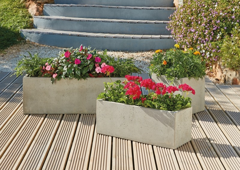 Jardiniera beton, gri, 30 x 30 x 30 cm, forma patrata • Blooma