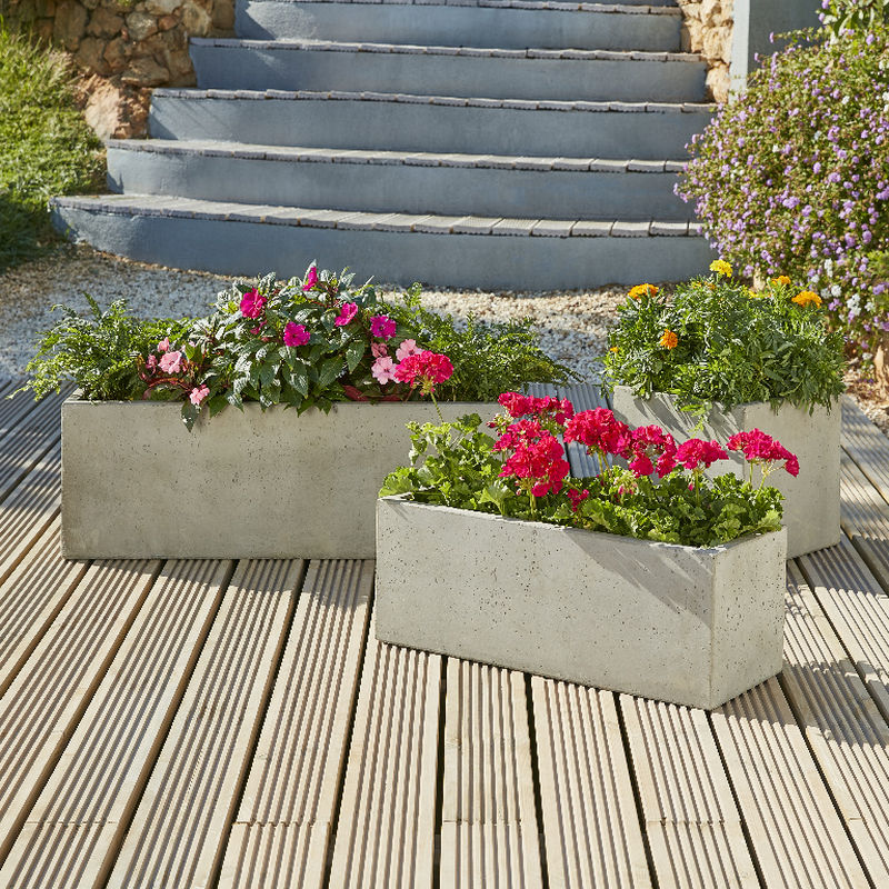 Jardiniera beton, gri, 80 x 28 x 28 cm, forma dreptunghiulara • Blooma