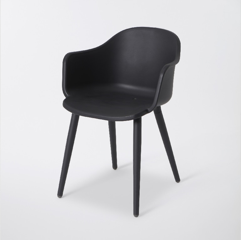 Scaun de gradina GOODHOME Annecy, 77.1 x 56 x 53.3 cm, sarcina maxima 110 kg, plastic, negru