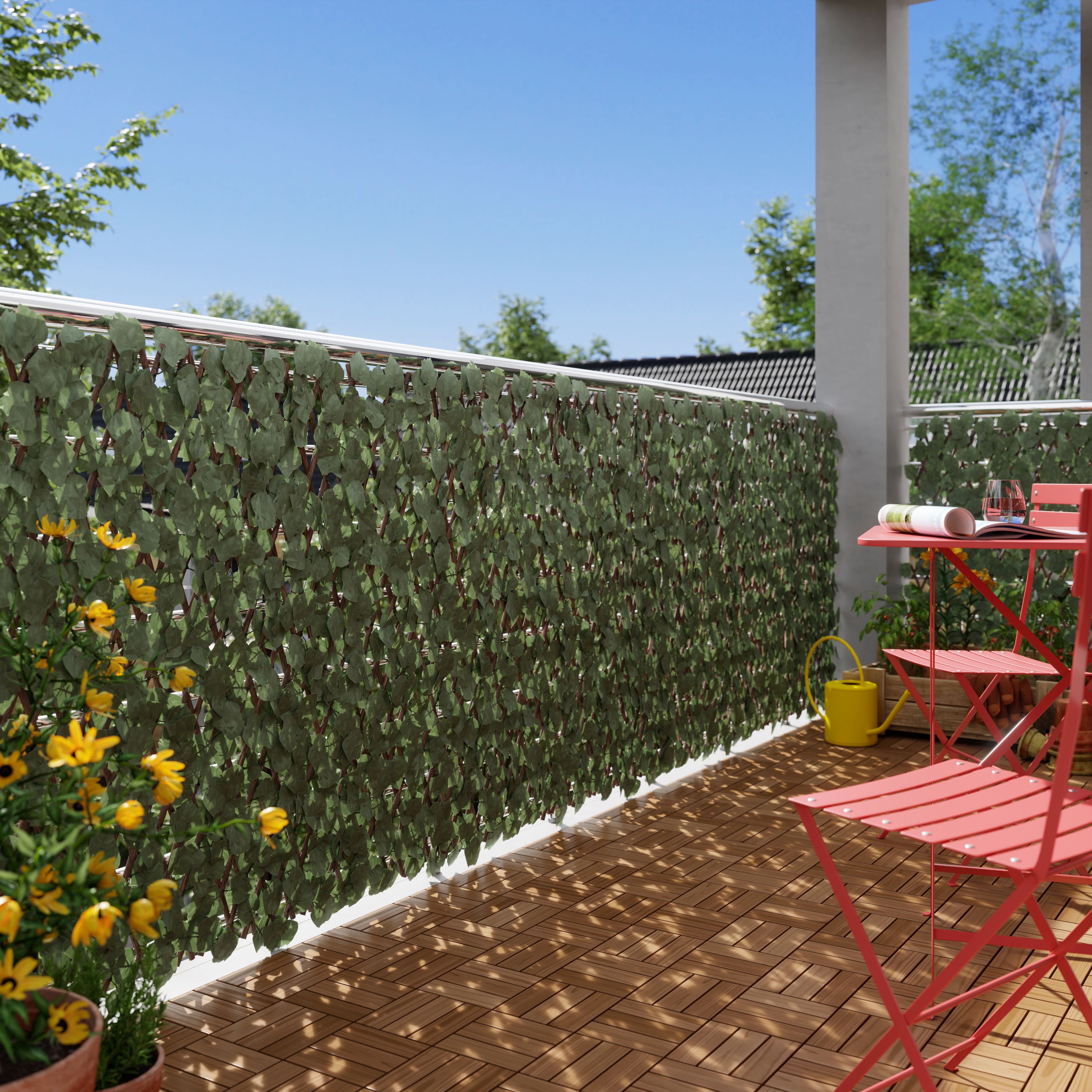 Extensie gard din salcie si geotextil, lemn/textil, 100 x 200 cm • Blooma