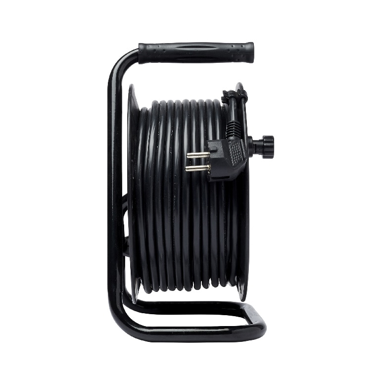 Prelungitor pe tambur 2 prize, 16A 15 m, negru/gri