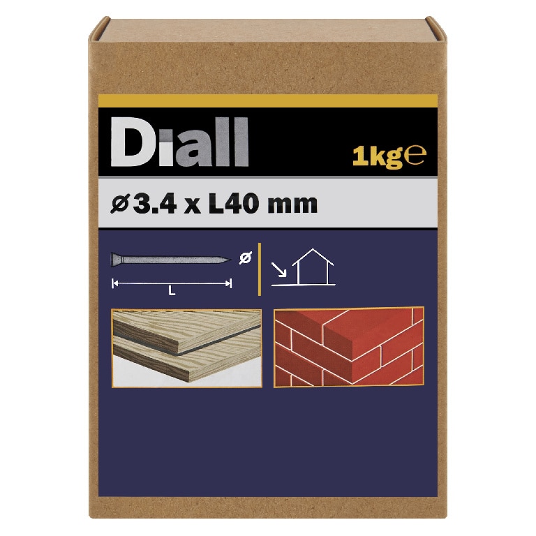 Cuie de zidarie galvanizat Diall, 3.4 x 40 mm, 1 kg 