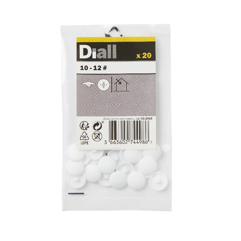 Capac surub Diall, 10 - 12 mm, alb 