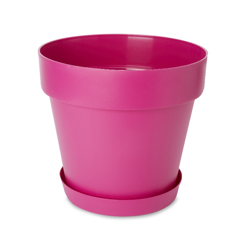 Farfurie ghiveci din plastic, roz, forma rotunda, 30.5 cm diametru • Blooma