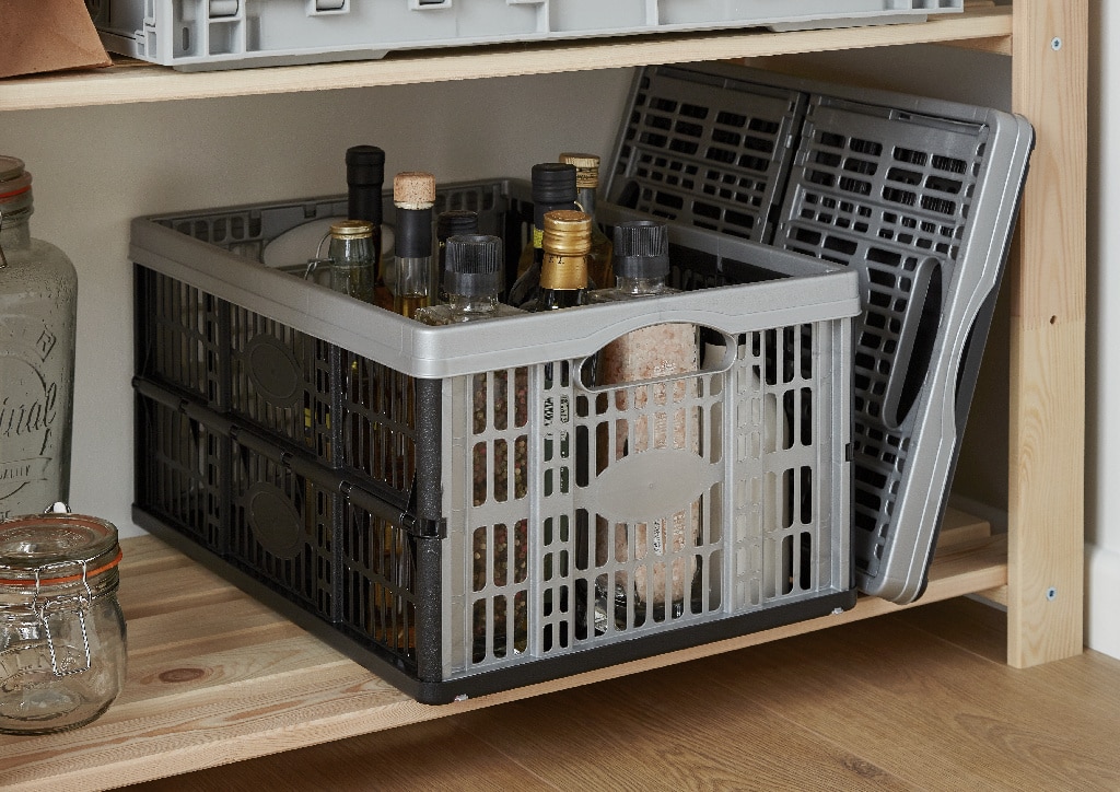 Ladita pliabila FORM, 47.5 x 35 x 23.5 cm, 33 l, polipropilena, negru/gri