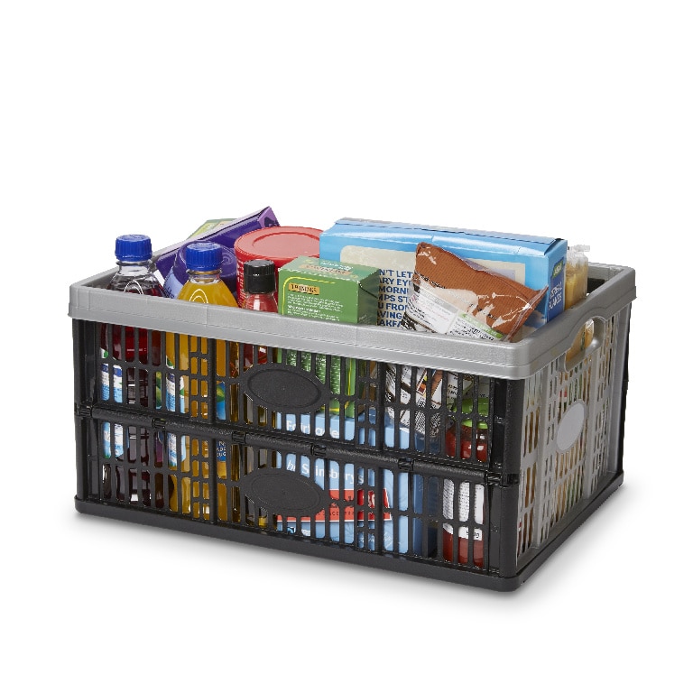 Ladita pliabila FORM, 47.5 x 35 x 23.5 cm, 33 l, polipropilena, negru/gri