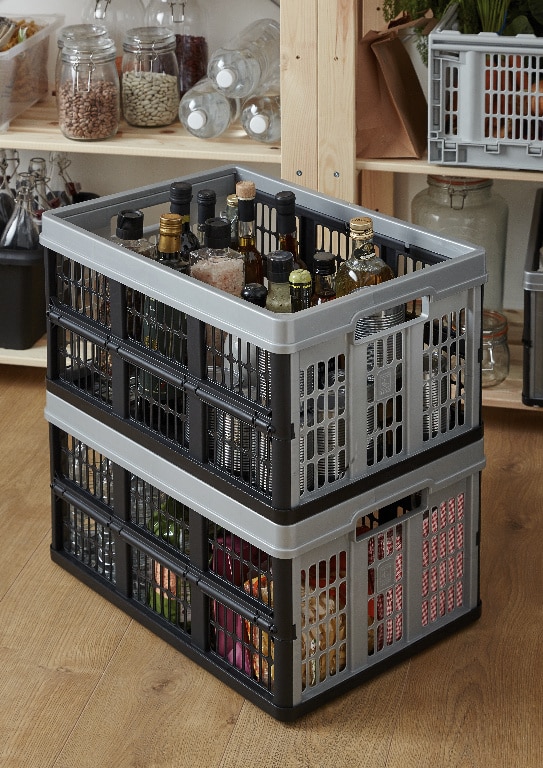 Ladita pliabila FORM, 53 x 37 x 27 cm, 45 l, polipropilena, neagra/gri