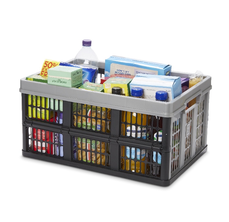 Ladita pliabila FORM, 53 x 37 x 27 cm, 45 l, polipropilena, neagra/gri