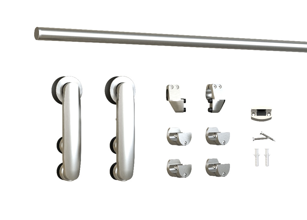 Kit glisare cu perie pentru usa din sticla, inox