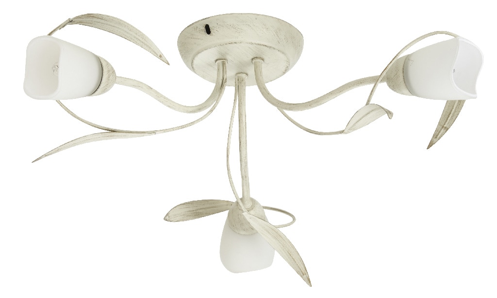 Plafoniera, 3 x 40 W, crem, sticla si metal Colours Honos