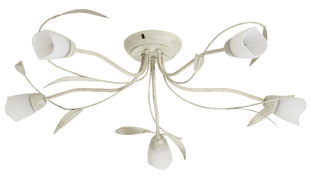 Plafoniera, 5 x 40 W, crem, sticla si metal  Colours Honos