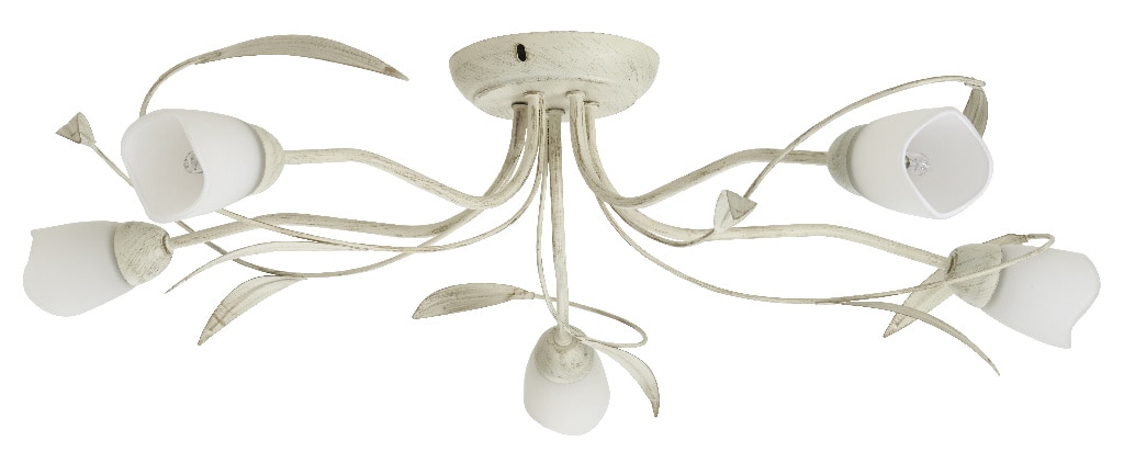 Plafoniera, 5 x 40 W, crem, sticla si metal  Colours Honos