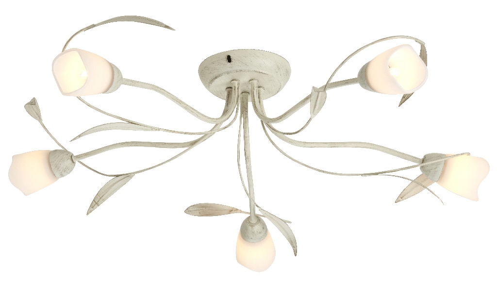 Plafoniera, 5 x 40 W, crem, sticla si metal  Colours Honos