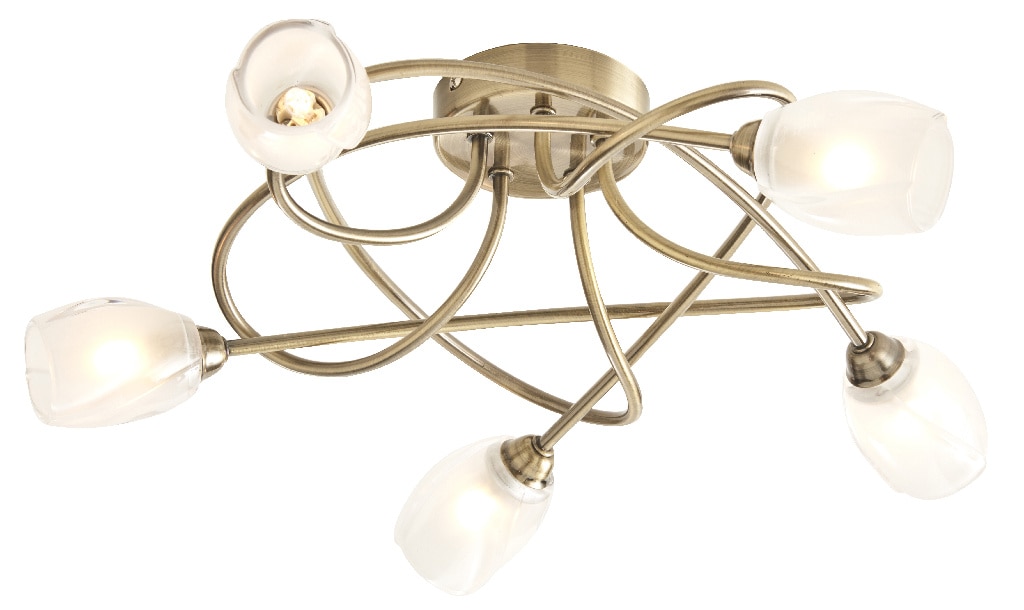 Plafoniera, 5 x 28 W, auriu, metal si sticla• Colours Egeria