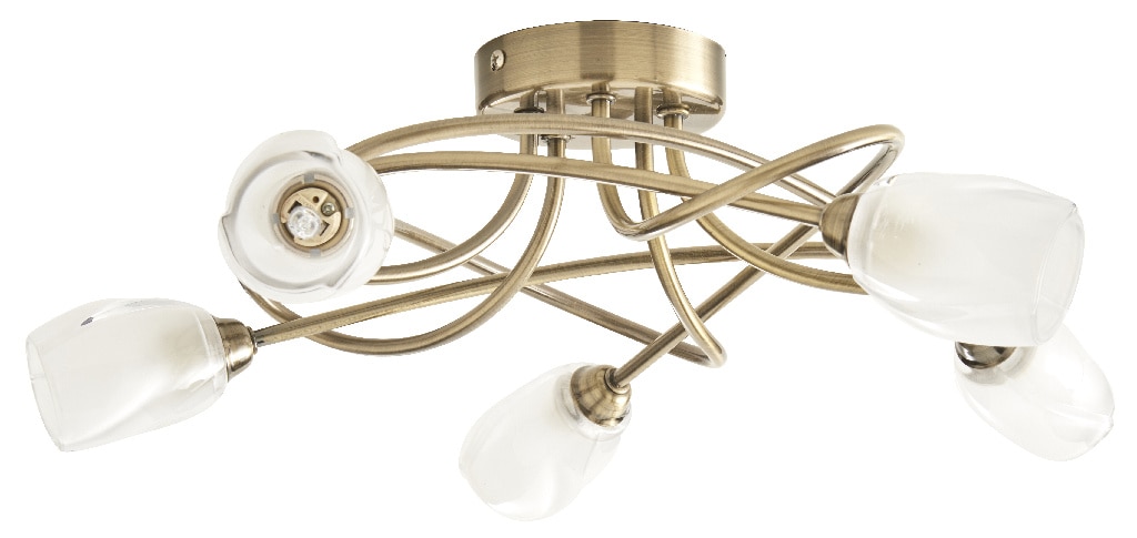 Plafoniera, 5 x 28 W, auriu, metal si sticla• Colours Egeria