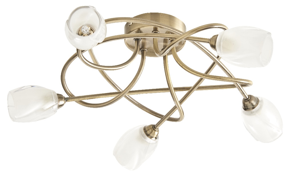 Plafoniera, 5 x 28 W, auriu, metal si sticla• Colours Egeria