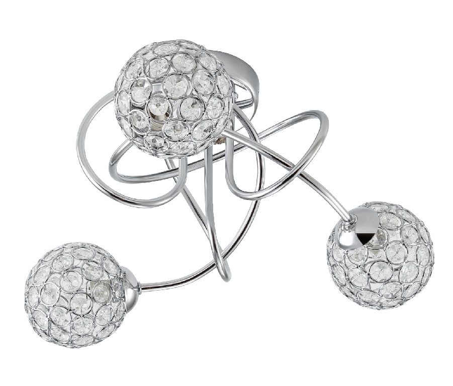 Plafoniera transparenta, 3 x 40 W, argintiu, otel si sticla Colours Mantus