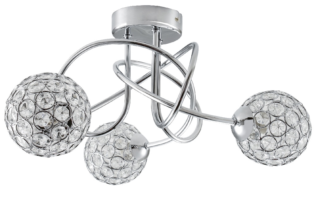 Plafoniera transparenta, 3 x 40 W, argintiu, otel si sticla Colours Mantus