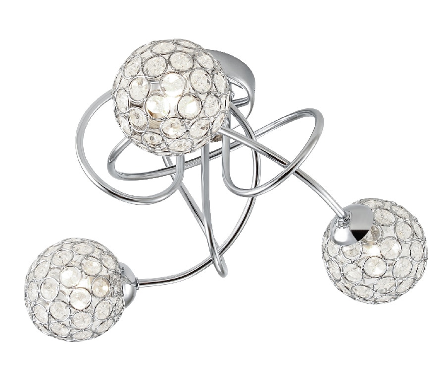 Plafoniera transparenta, 3 x 40 W, argintiu, otel si sticla Colours Mantus