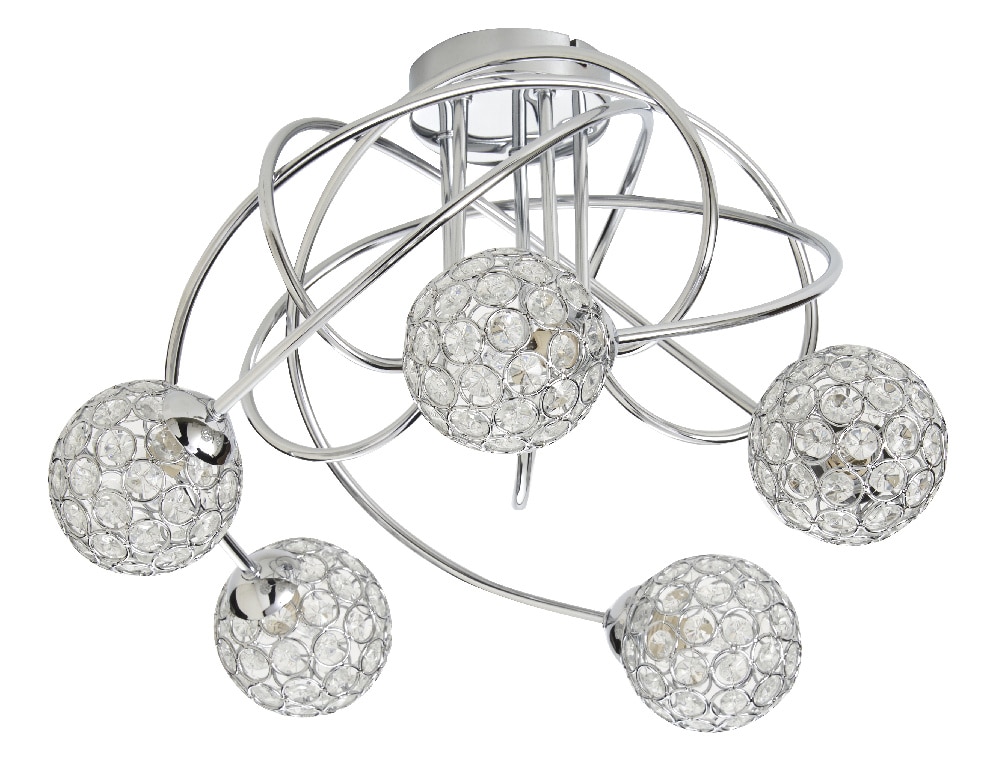 Plafoniera, 5 x 40 W, argintiu, otel si sticla • Colours Mantus