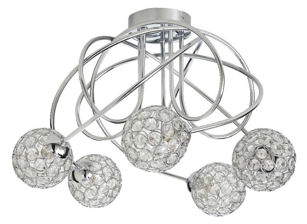 Plafoniera, 5 x 40 W, argintiu, otel si sticla • Colours Mantus