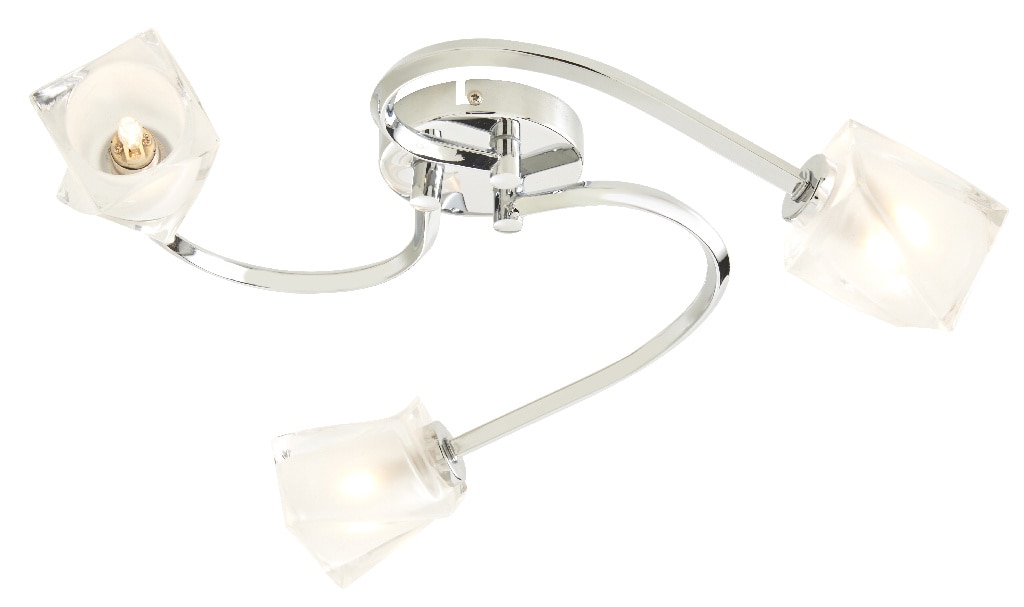 Plafoniera, 3 x 40 W, argintiu, otel si sticla • Colours Glacies