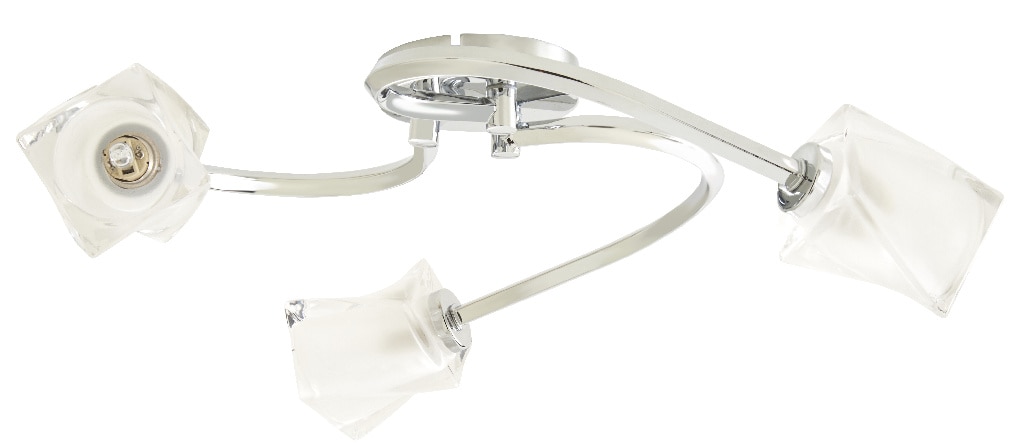 Plafoniera, 3 x 40 W, argintiu, otel si sticla • Colours Glacies