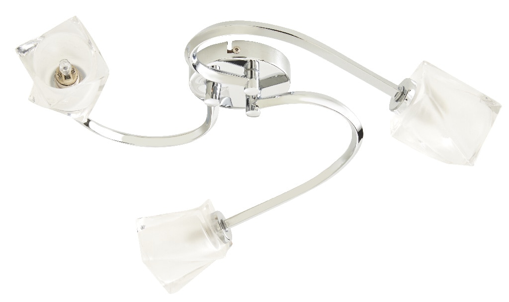 Plafoniera, 3 x 40 W, argintiu, otel si sticla • Colours Glacies