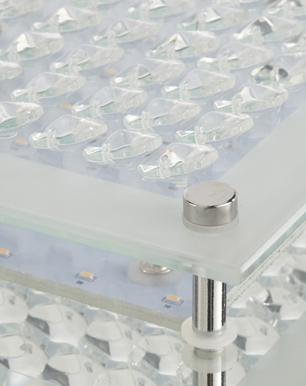 Plafoniera LED, 1 x 9.5 W, alb, metal si sticla • Colours Quadra