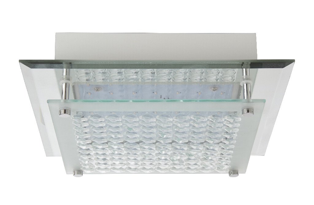 Plafoniera LED, 1 x 9.5 W, alb, metal si sticla • Colours Quadra