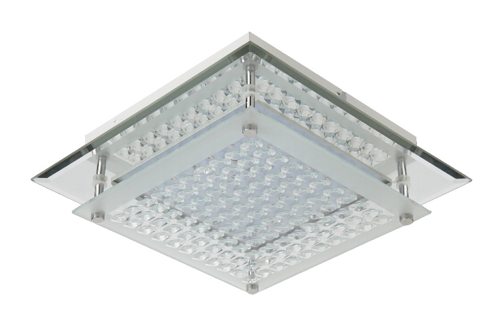 Plafoniera LED, 1 x 9.5 W, alb, metal si sticla • Colours Quadra