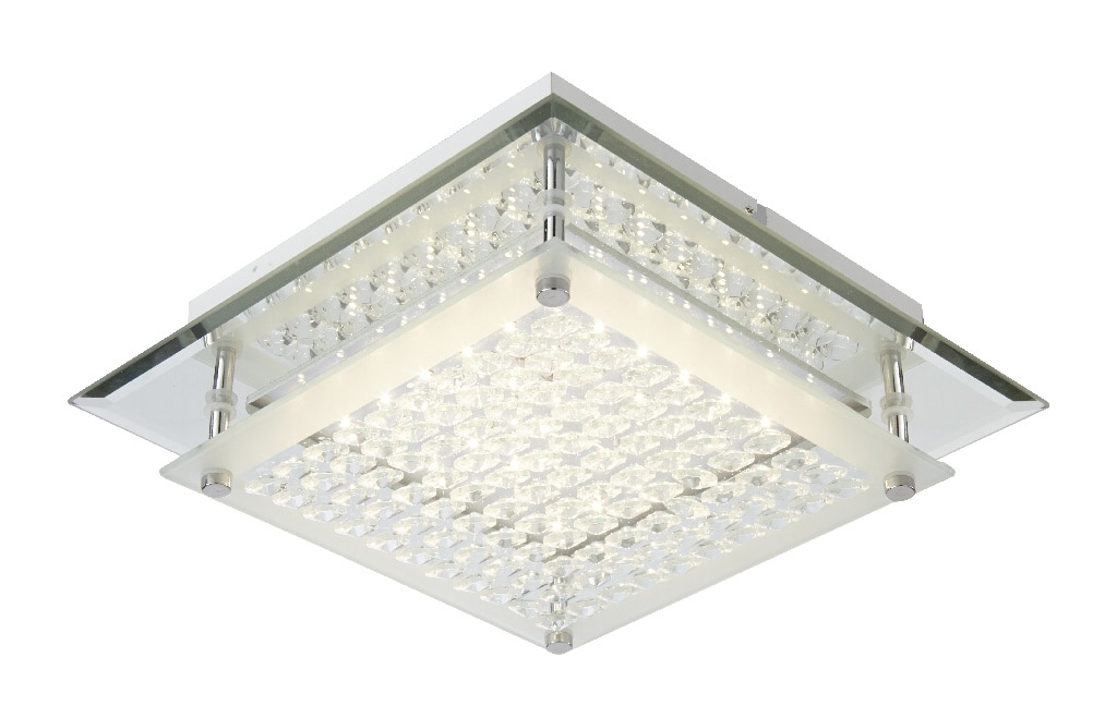 Plafoniera LED, 1 x 9.5 W, alb, metal si sticla • Colours Quadra