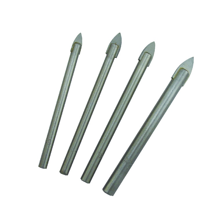 Set burghiu pentru sticla, gri, 4 bucati, 4 x 5 x 6 x 8 mm, otel • Universal