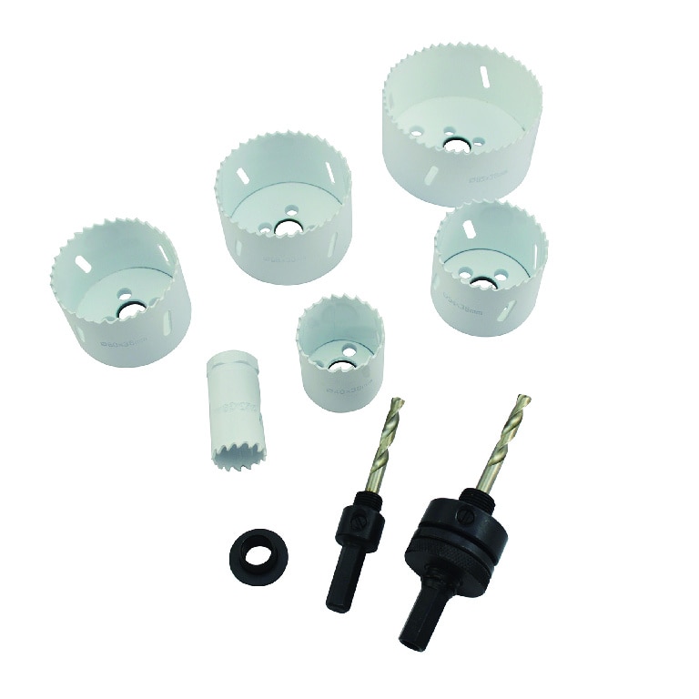 Set carote, bi-metal electrician, 6 bucati, alb, otel • Universal