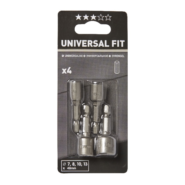 Set tubulare pentru surubelnita, 4 bucati, negru, otel • Universal