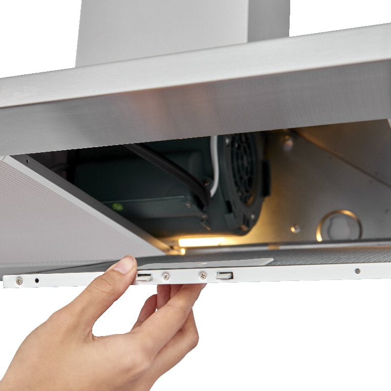 Hota standard din otel inoxidabil, 60 cm, finisaj cromat, clasa energetica C 