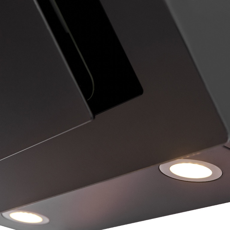 Hota decorativa, 60 cm, sticla neagra, 650 mc/ora, 64 dB, filtru din aluminiu