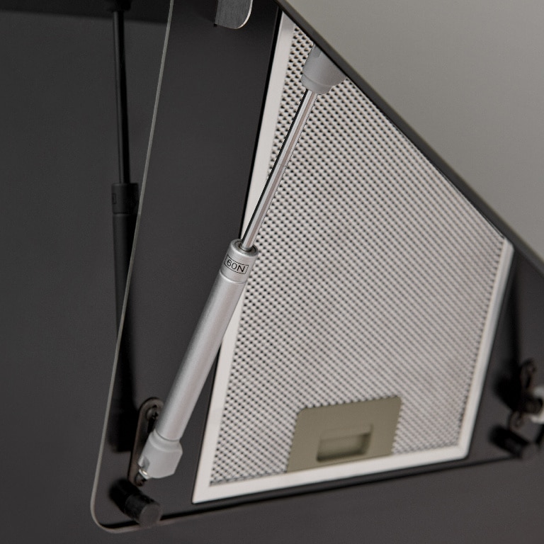 Hota decorativa, 60 cm, sticla neagra, 650 mc/ora, 64 dB, filtru din aluminiu