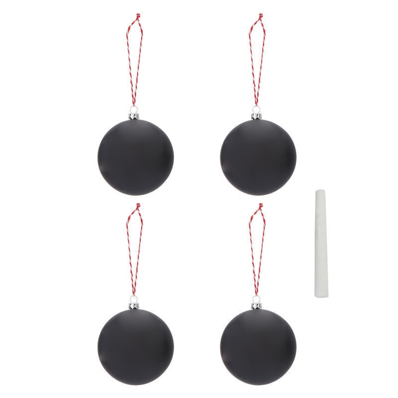 Set globuri brad, 4 bucati, negru mat