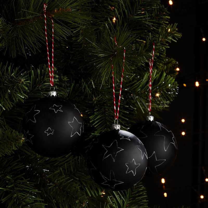 Set globuri brad, 4 bucati, negru mat