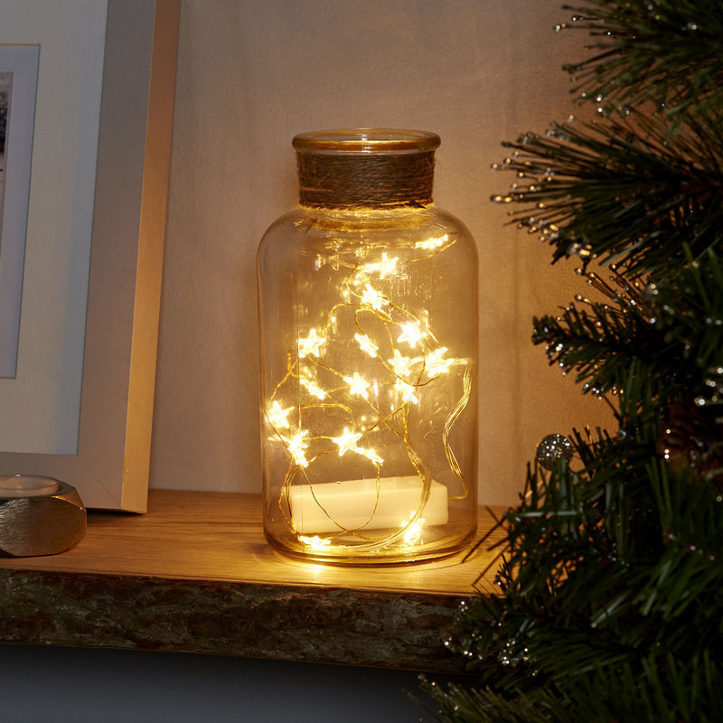 Ghirlanda luminoasa stelute, 20 LED, iluminare alb cald